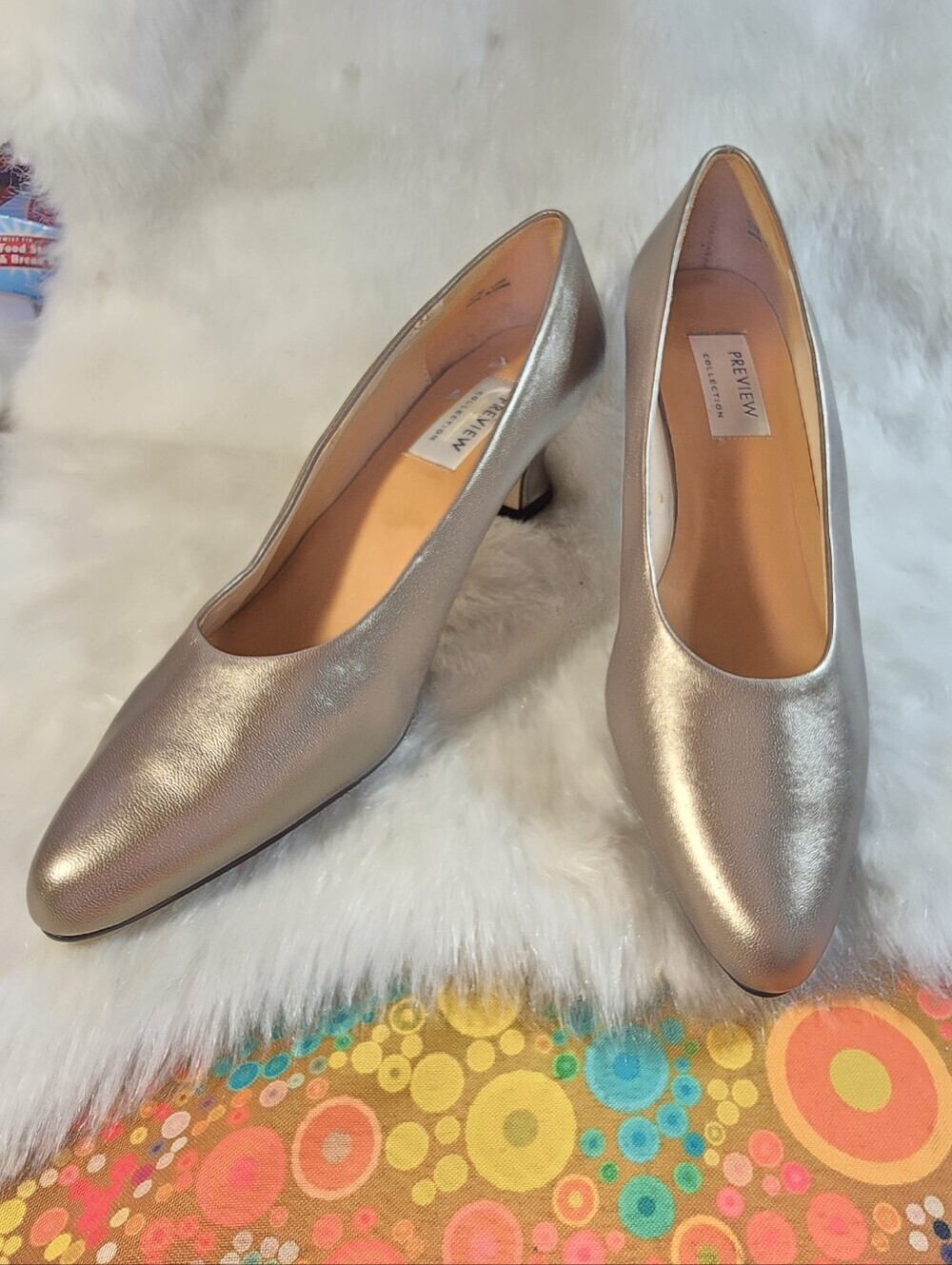 Preview Collection Metallic Bronze Low Kitten-Heel Leather Pumps